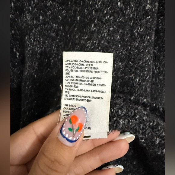 Anthropologie Maggie Bell-Sleeved Sweater Grey Marled V-Neck Charcoal - Picture 10 of 12